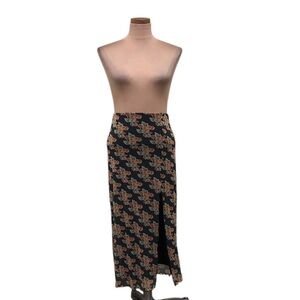 Urban Outfitters Midi Skirt Size Medium Black Orange Cherry Print